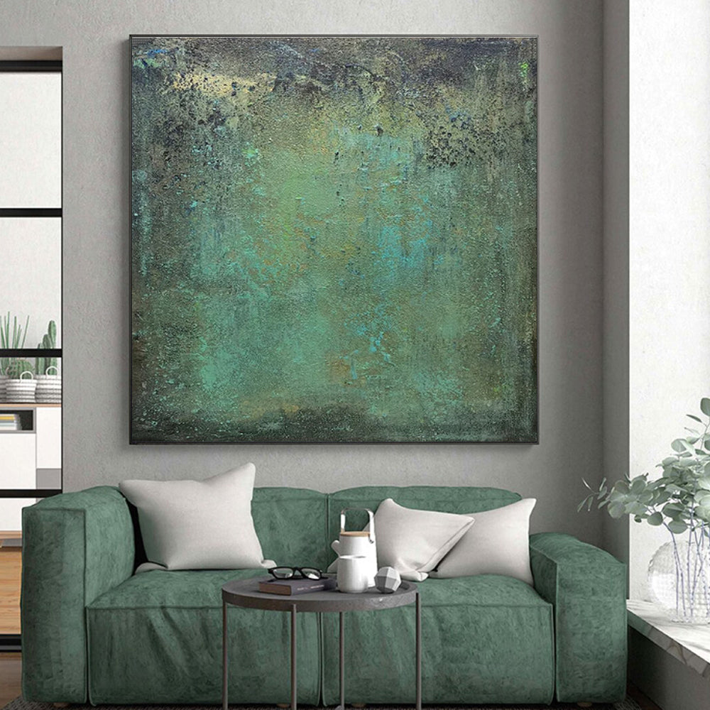“Teal - Green Textured Patina”,Abstract Textured Art CT0642