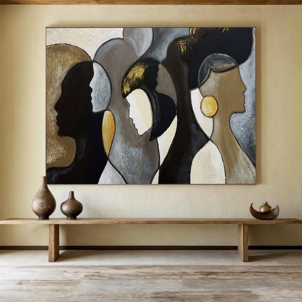 “Elegant Profiles” – Browns, grays, golds forming stylized, overlapping female silhouettes CT1688