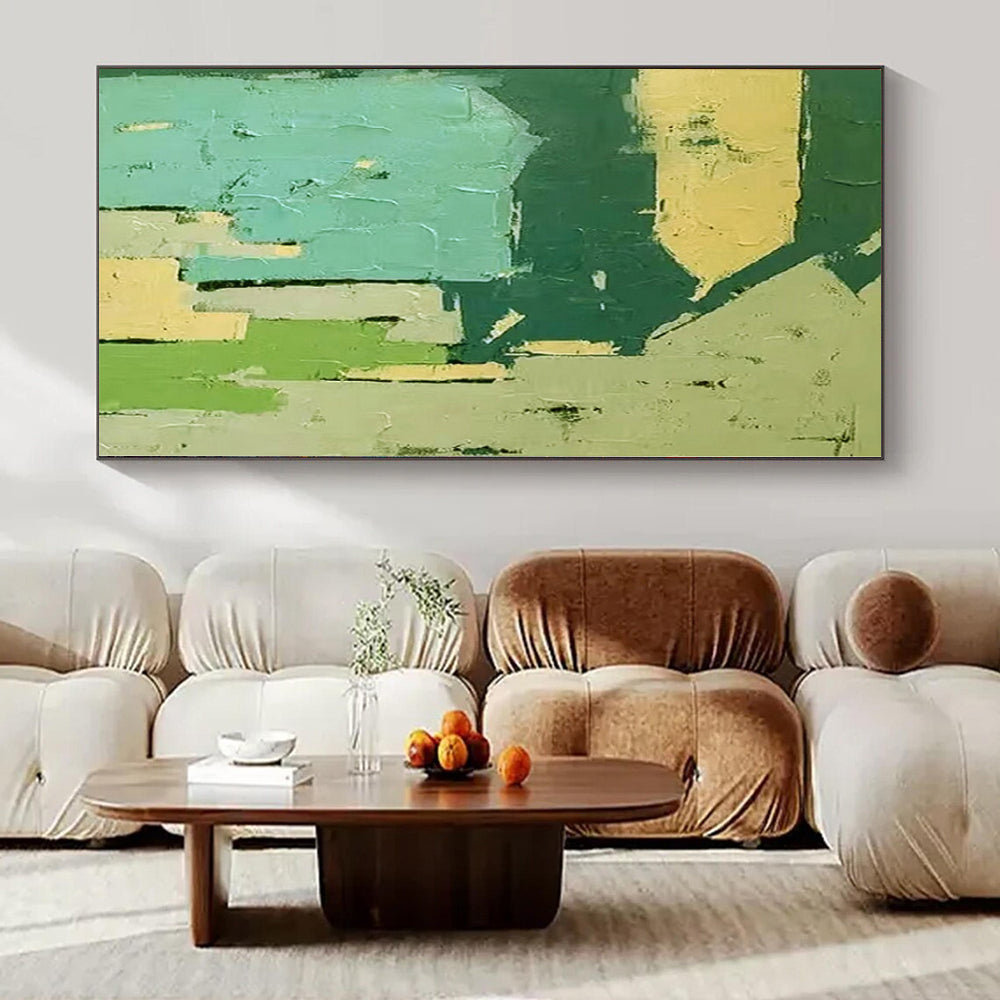 “Green - Blue Geometric Blocks” Cubist - Inspired Acrylic Art CT0186