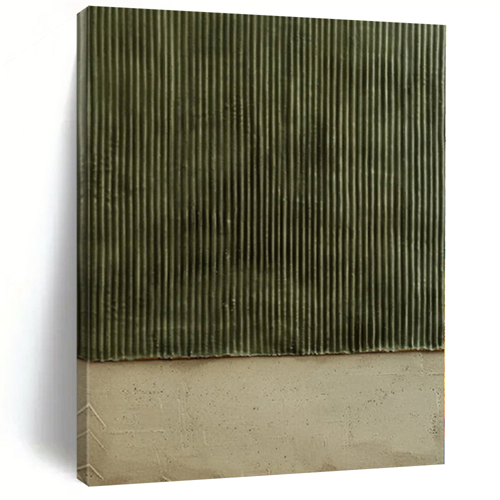 “Green - Beige Textured Panels” Minimalist Acrylic Art CT0217