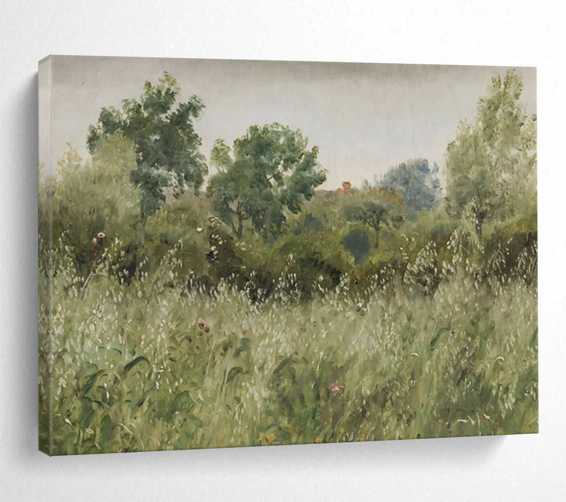 “Summer’s Secret” - Vivid greens, soft yellows; dense foliage hiding a distant house CT1490