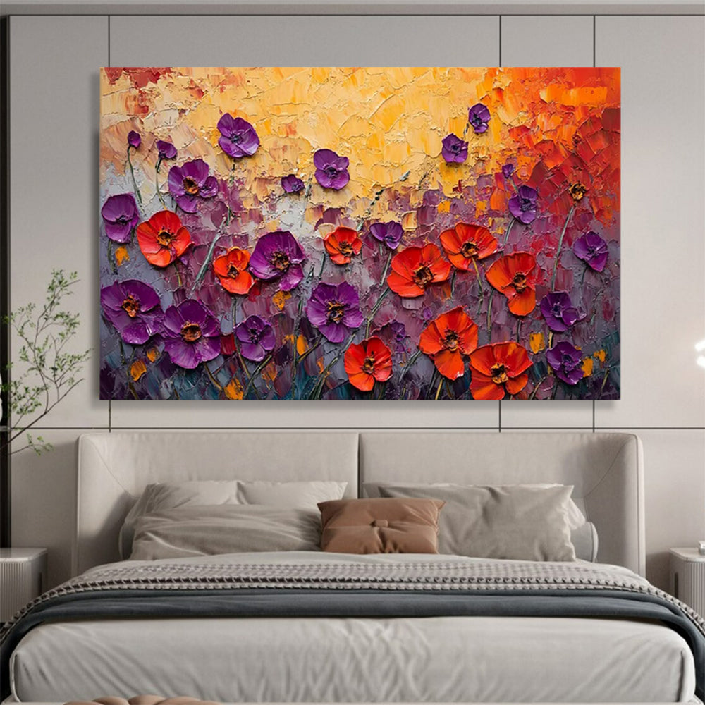 “Impasto Poppies Field” – Textured Floral Oil Painting CT1765