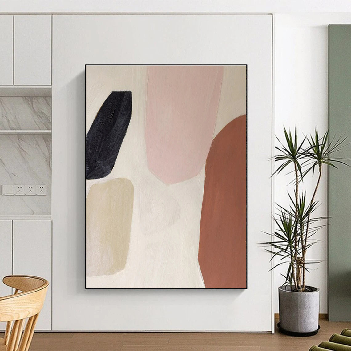 “Soft Pink - Brown - Black Contrast”,Minimalist Color Block Style CT0656