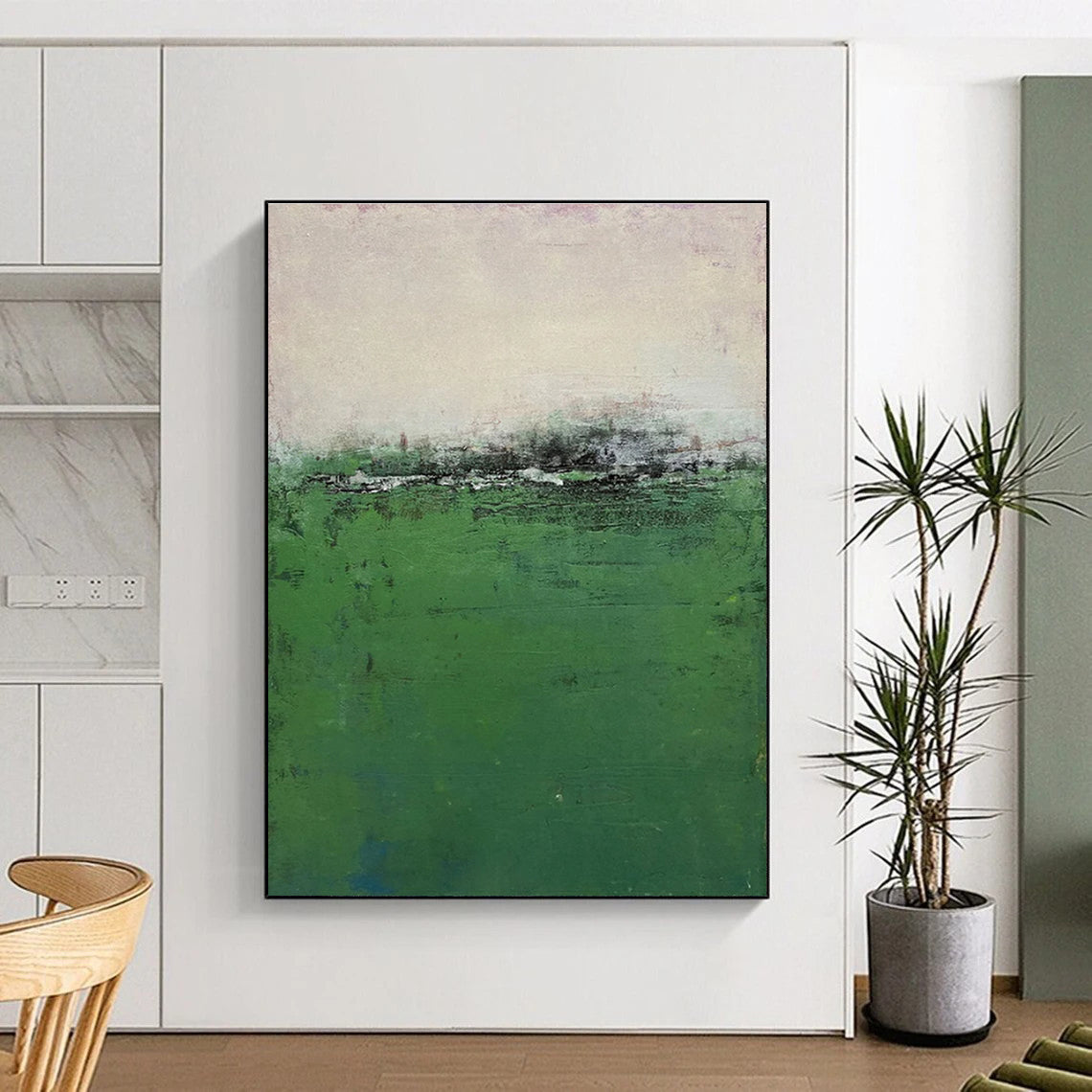 “Misty Green Field”,Abstract Landscape Art CT0645