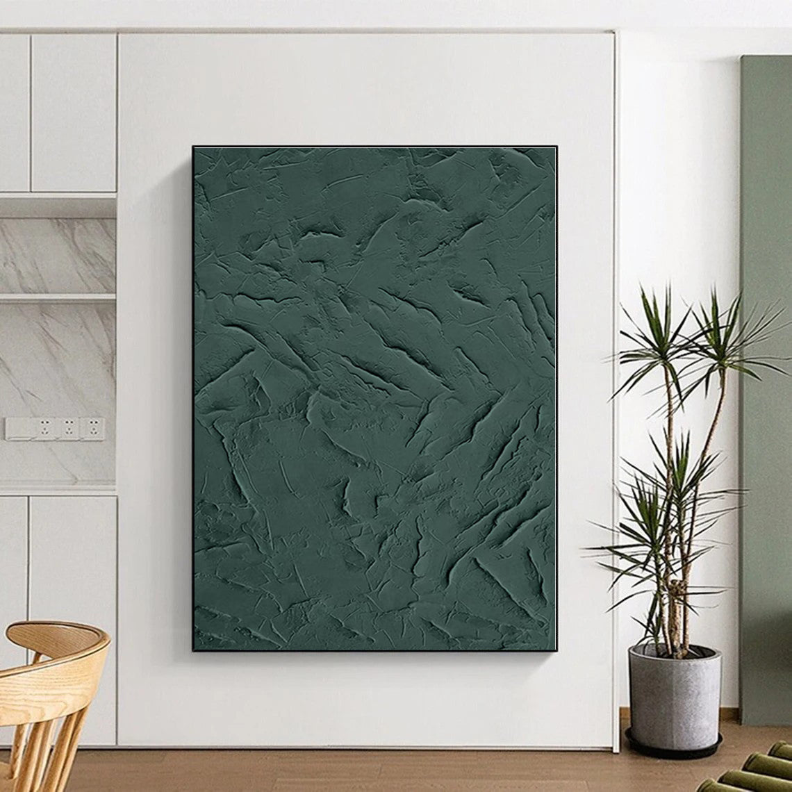 “Dark Green Textured Surface” - Abstract Minimalist Art CT0430
