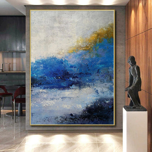 “Blue and Yellow Abstract Landscape”,Impressionistic Abstract Painting CT0355