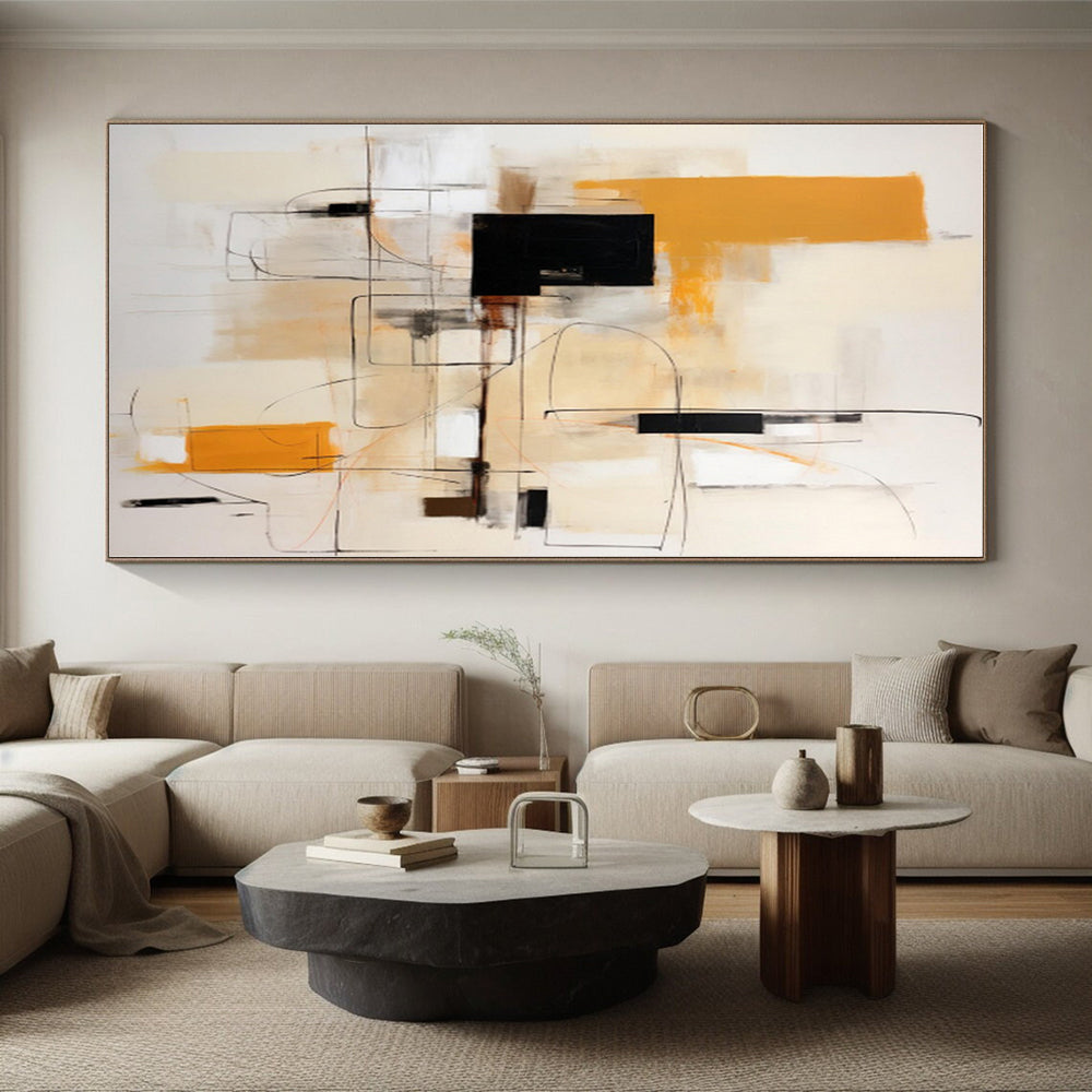 “Orange - Black Abstract Geometry” - Abstract Geometric Painting CT0404