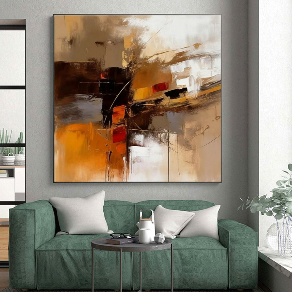 “Construction in Brown, Yellow & Orange”,Constructivist Abstract Art CT0598
