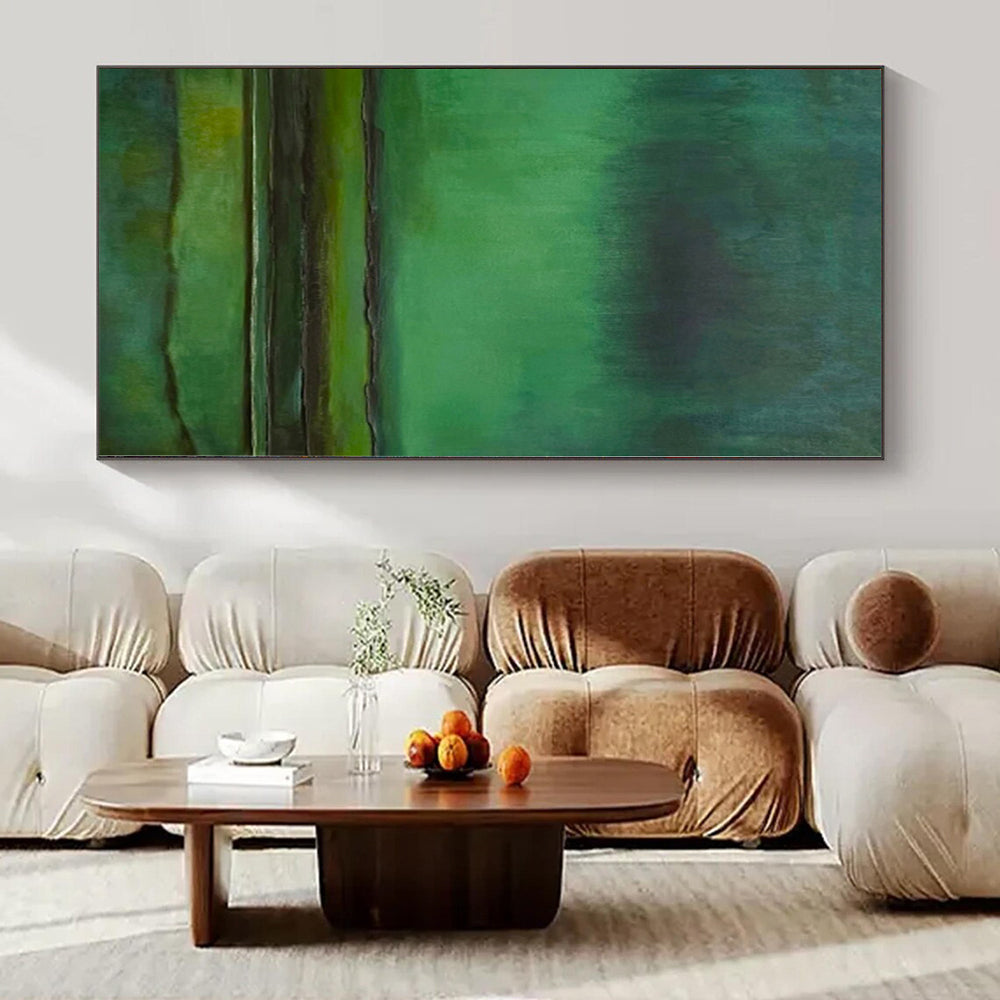 “Green - Teal Abstract Layers” Minimalist Acrylic Art CT0190
