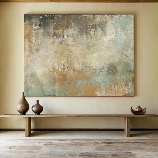 “Earthy Abstract Textures” – Browns, greens, blues in rough, layered acrylic patches CT1702