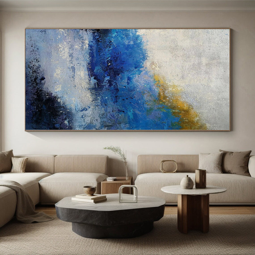 “Blue and Yellow Abstract Landscape”,Impressionistic Abstract Painting CT0362