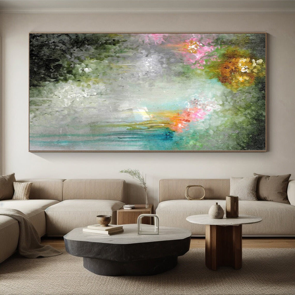 “Fantasy Flower Shower” - Abstract Work with Pink, Purple, Green, Blue, White CT0073