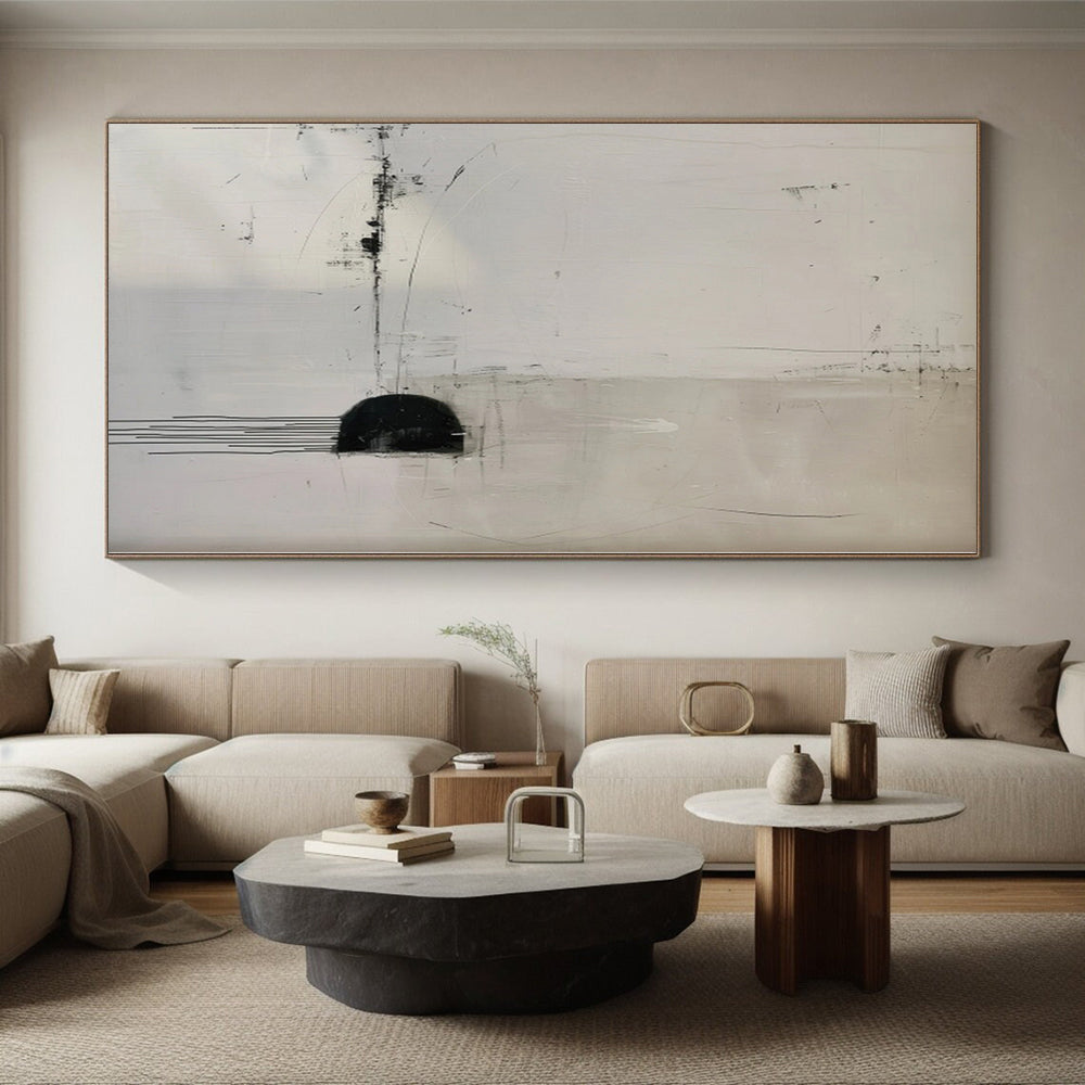 “Minimalist Black - White Lines” Abstract Acrylic Art CT0274
