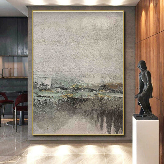 “Misty Grey Landscape”,Impressionistic Abstract Oil Painting CT0565