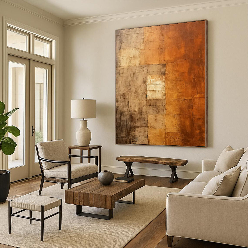 “Textured Rustic Patchwork” Abstract Acrylic Art CT0338