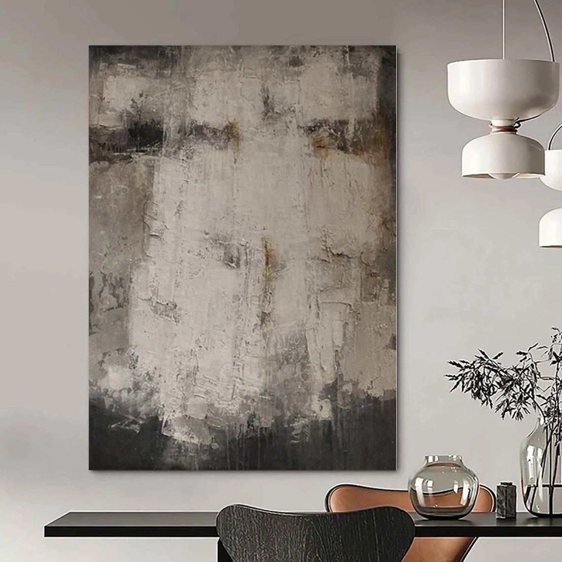 “Gray - Brown Textured History” Abstract Oil Painting CT0126
