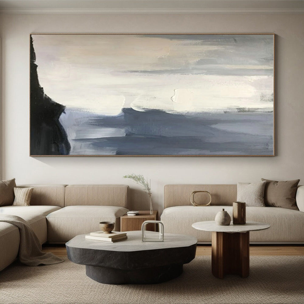 “Grey - White - Black Subtle Strokes”,Abstract Minimalist Art CT0614
