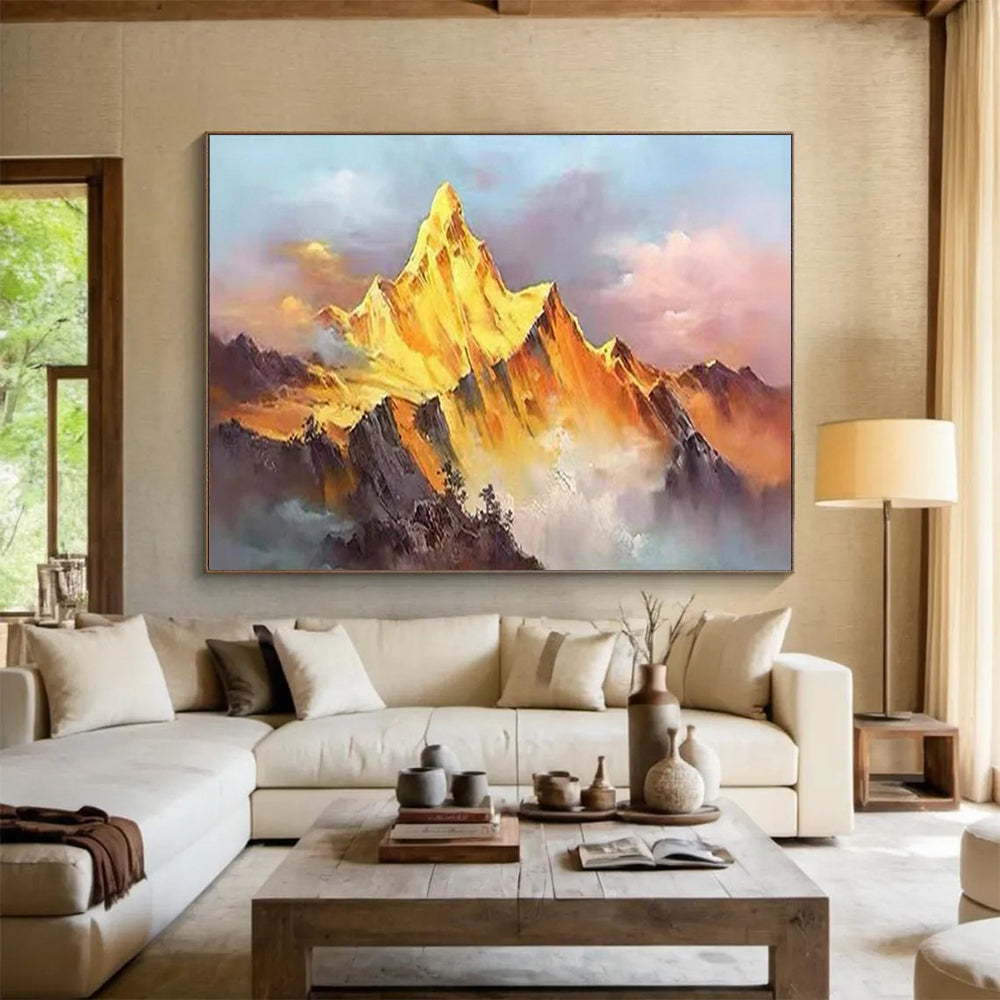 “Sunset Peak” - Gold, orange, pink, purple; a single mountain bathed in sunset colors CT1557