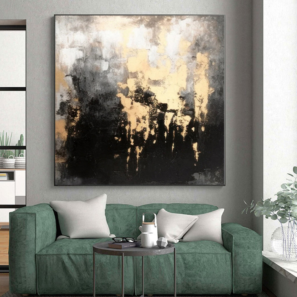 “Moody Gray - Gold Abstraction” Abstract Acrylic Art CT0283