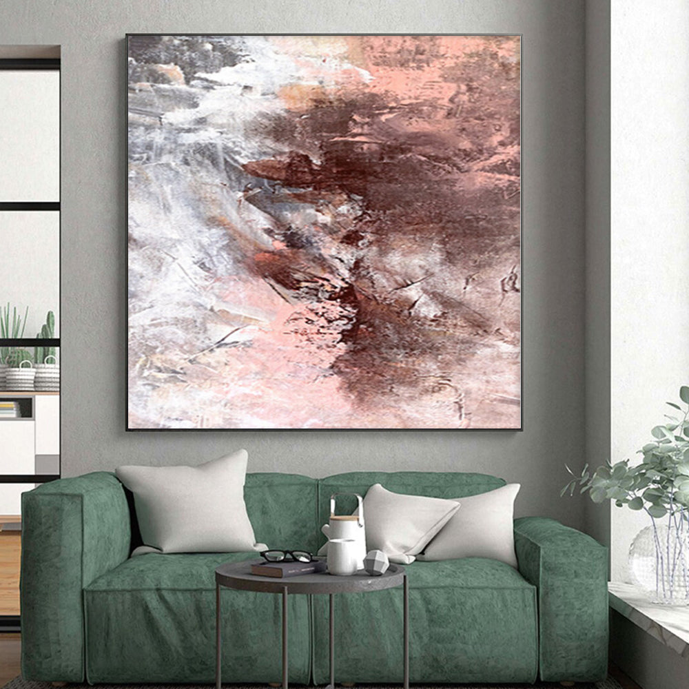 “Muted Melody” - Abstract Work with Pink, Gray, White, Brown CT0043