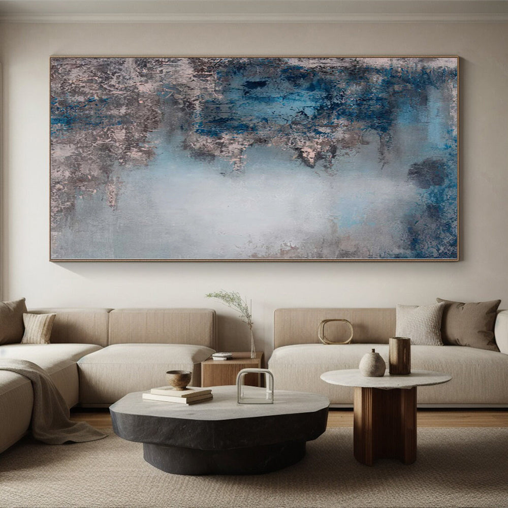 “Blue Gray Mists” - Abstract Painting with Blue, Gray, Muted Tones CT0021