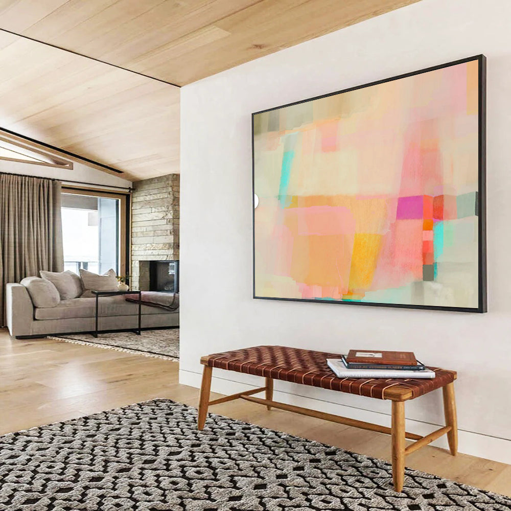 “Pastel Patchwork” - Soft pinks, oranges, blues; blended, airy geometric shapes CT1499
