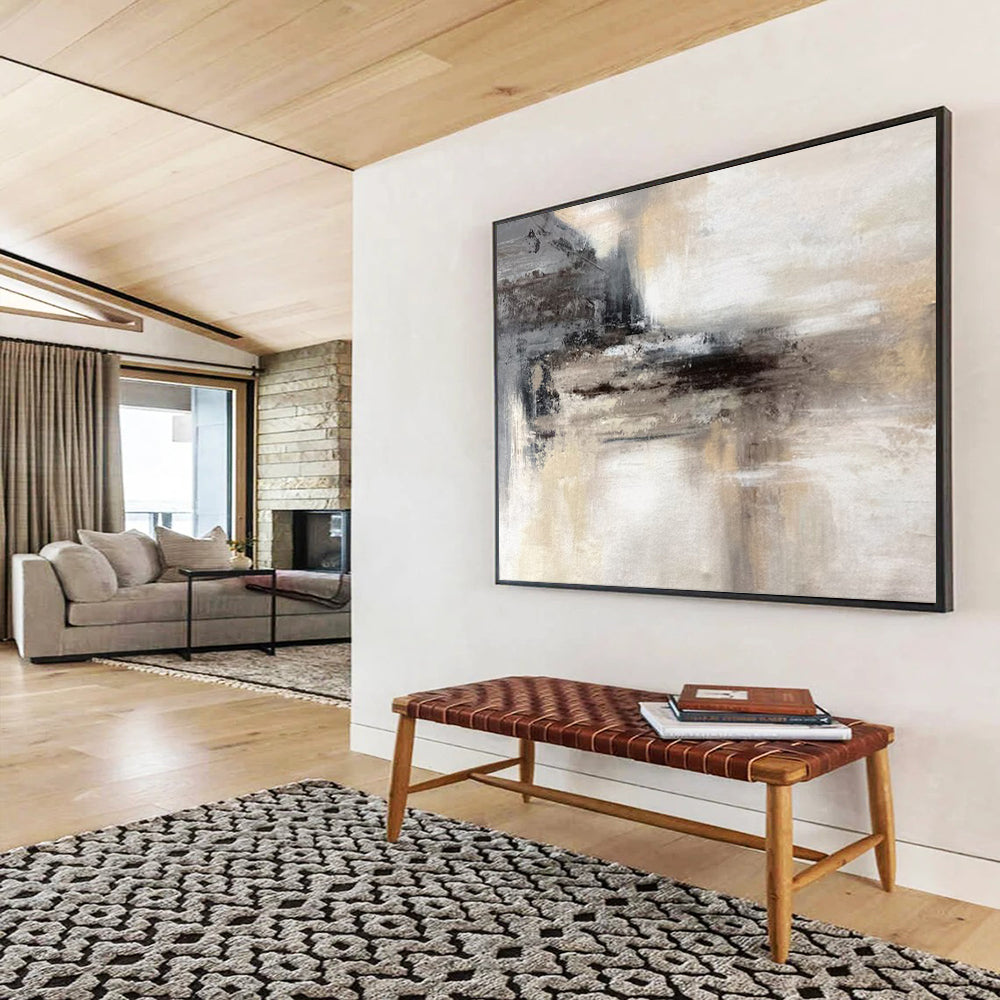 “Neutral Tones Abstract Landscape” – Abstract Oil Painting CT1778