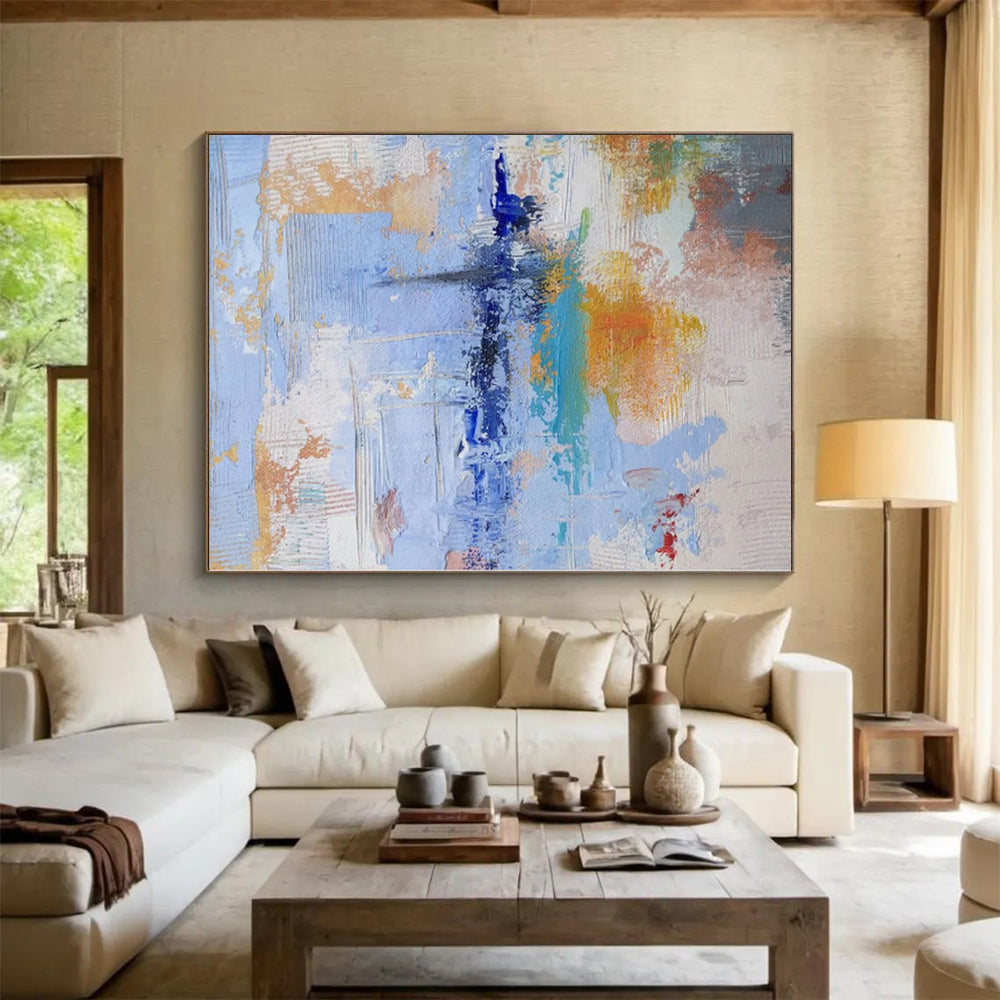 “Blue - Orange Abstract Impressions” Expressionistic Acrylic Art CT0224