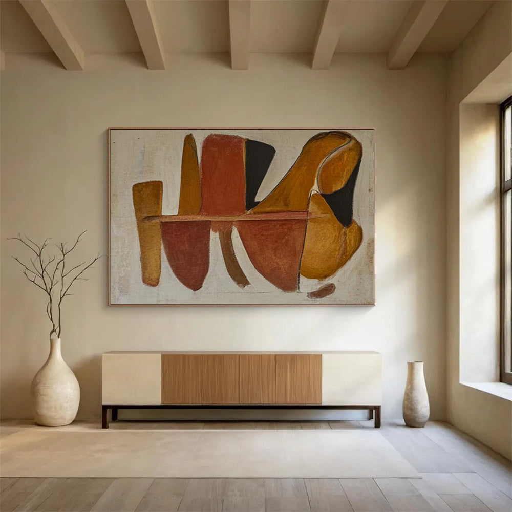 “Terracotta Forms” - Warm browns, oranges, blacks; abstract, overlapping shapes CT1492