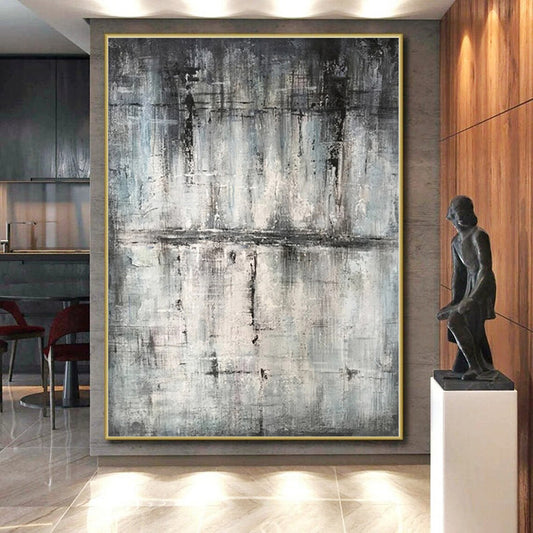 “Moody Gray Abstract Layers” Abstract Acrylic Art CT0296
