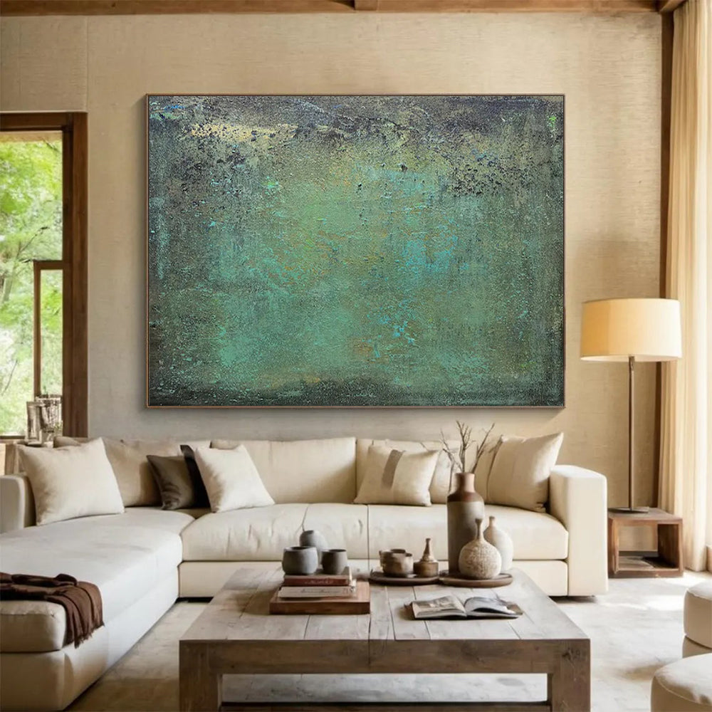 “Mossy Textures” - Greens, blues, earthy tones; textured, weathered abstract surface CT1518