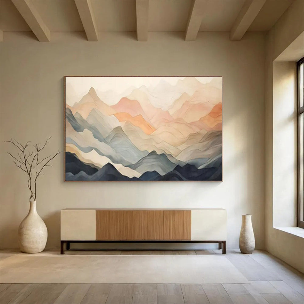 “Pastel Mountain Layers” – Soft pinks, blues, grays forming geometric mountain silhouettes CT1696