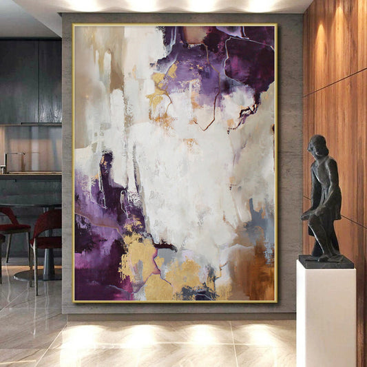 “Purple - Gold - Neutral Abstract Veins” Abstract Acrylic Art CT0259