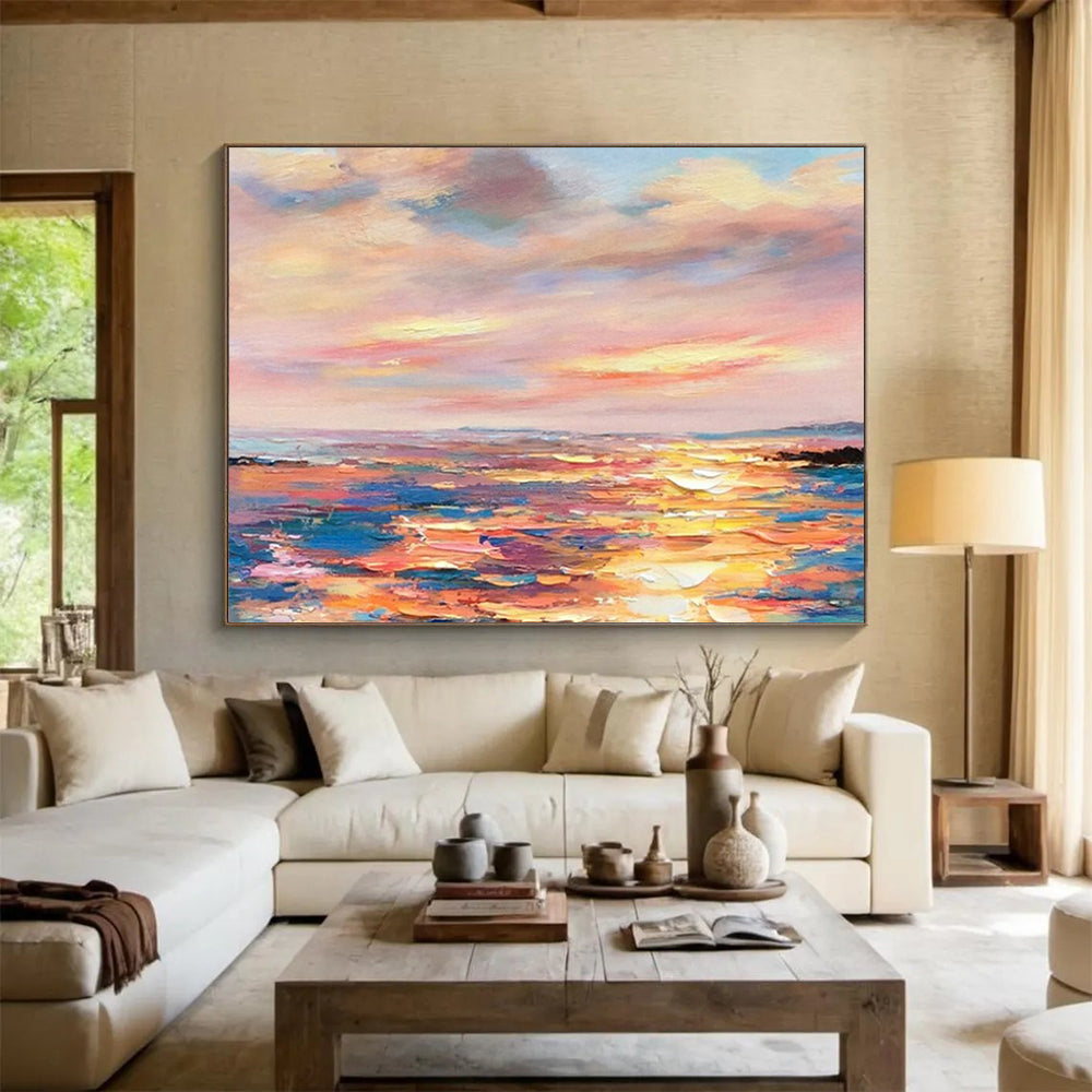 “Sunset Sea Symphony” – Impressionistic Seaside Oil Painting CT1736
