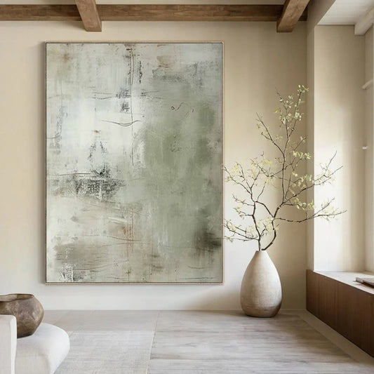 Light - toned Line Abstract - Minimalist Line - textured Acrylic Painting CT1358