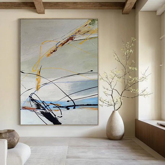 “Colorful Linear Abstraction” - Abstract Expressionist Painting On Canvas DTP035