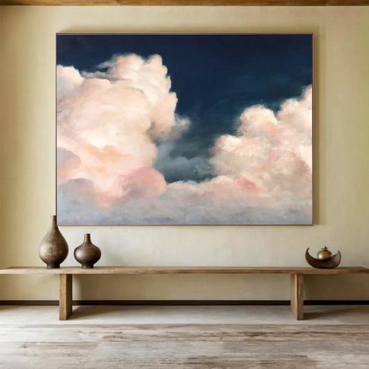 Pink Clouds in Dark Sky Painting On Canvas DKH185