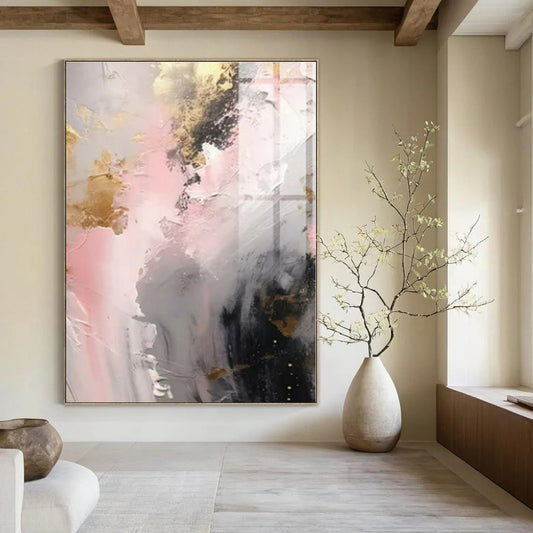 Blush & Gold Dreamscape - Abstract Impasto Acrylic CT1245