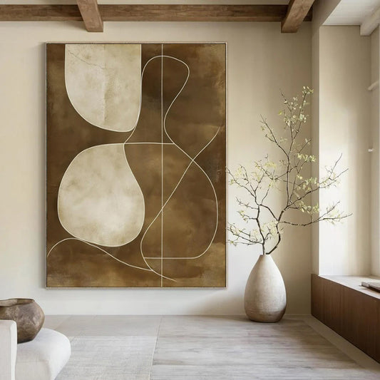 “Brown - Toned Abstract” ,Abstract Minimalist Acrylic Art CT0941