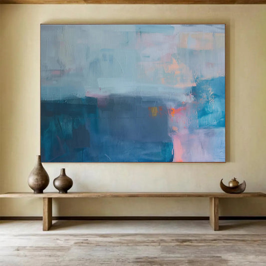 “Cool Blue Abstract Mood” Abstract Acrylic Painting On Canvas DKH485