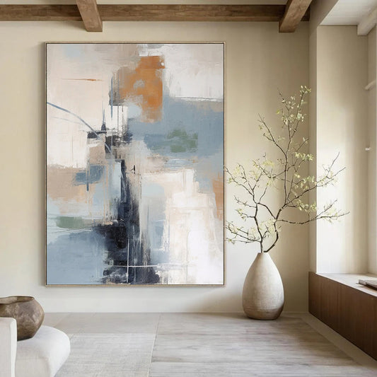 Color - Blocked Abstract City - Abstract Composition Painting On Canvas DKH1254