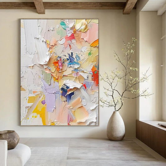 “Colorful Impasto Collage” - Multicolor Textured Painting On Canvas DKH0971