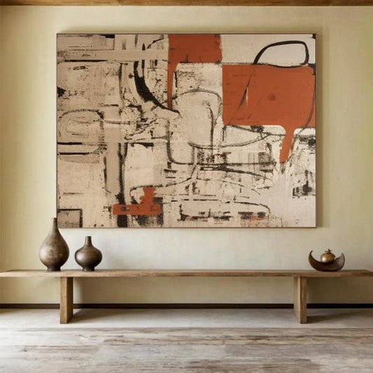 “Rustic Tones Abstract Forms” Abstract Painting On Canvas DLZ099