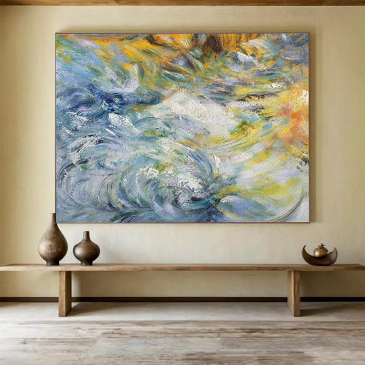 Colorful Swirling Impasto Abstract Painting On Canvas DKH291
