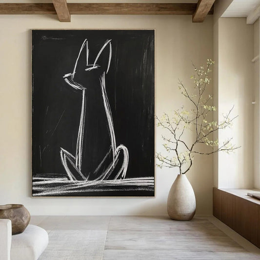 “White Cat Silhouette” - Minimalist Animal Art CT2027