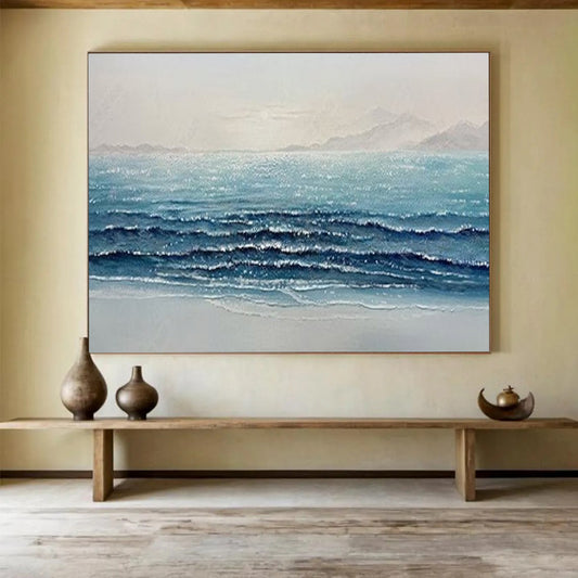 Sparkling Sea Waves - Realist Seascape Painting On Canvas DLZ185
