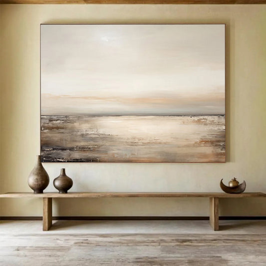 “Neutral Tones Seaside” Abstract Landscape Painting On Canvas DLZ102