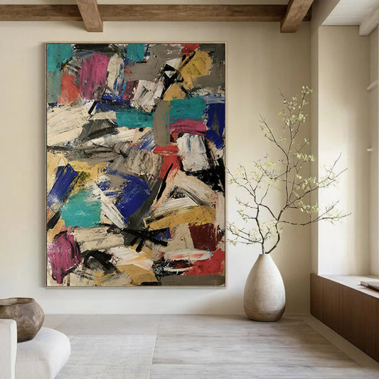 “Colorful Abstract Collision” - Vibrant Abstract Expressionist Painting DKH1039