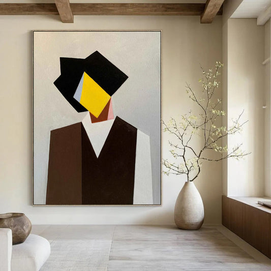“Geometric Gentleman Silhouette” – Cubist Portrait Acrylic CT2076
