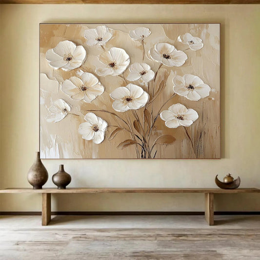 Textured Floral Relief Painting On Canvas DKH309